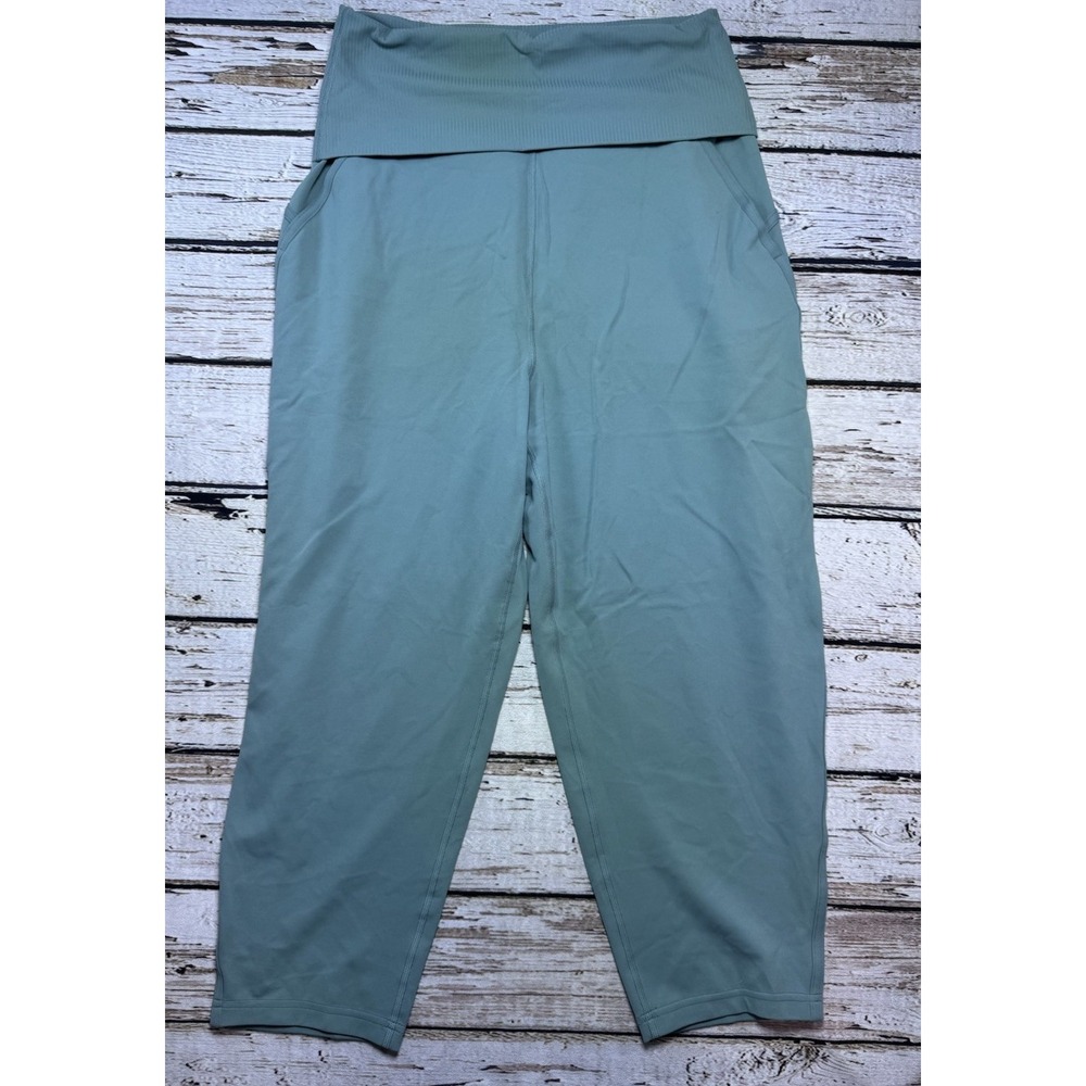 Lululemon Align Ribbed Fold Over Waist Cropped Jogger 8 Green Tidewater Teal